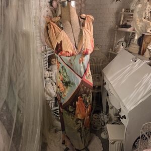 ♡ rare jean paul gaultier femme multicoloured floral silk dress, ss 2001 ♡